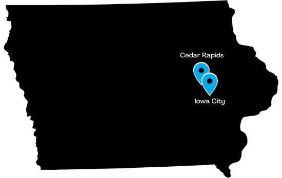 Iowa City and Cedar Rapids Iowa UniMovers moving location graphic